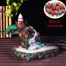 Mountains River Waterfall Incense Burner Fountain Backflow Aroma Smoke Censer Holder Office Home Unique Crafts+50 Incense Cones
