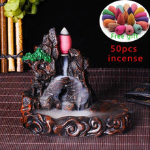 Mountains River Waterfall Incense Burner Fountain Backflow Aroma Smoke Censer Holder Office Home Unique Crafts+50 Incense Cones