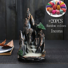 With 20pcs Mountain Smoke Waterfall Backflow Incense Cones Resin Backflow Incense Burner Mountain Stream Censer Holder