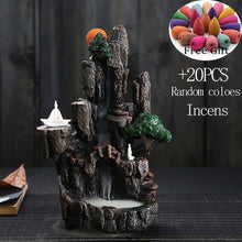 With 20pcs Mountain Smoke Waterfall Backflow Incense Cones Resin Backflow Incense Burner Mountain Stream Censer Holder