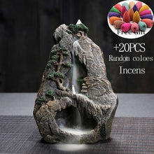 Mountains River Waterfall Incense Burner Fountain Backflow Aroma Smoke Censer Holder Office Home Unique Crafts+50 Incense Cones